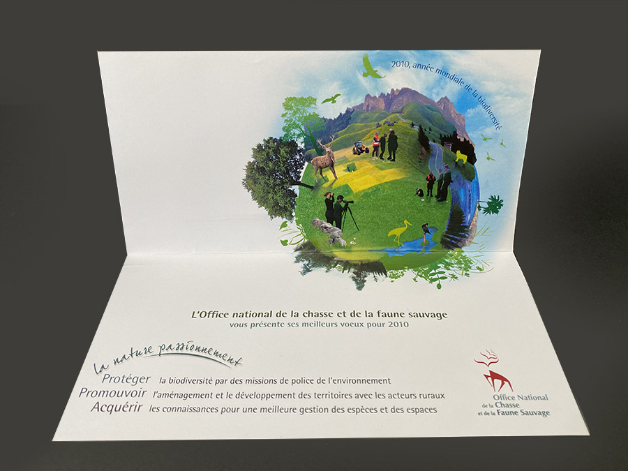 Carte-de-voeux-ONCFS2 Création de cartes de voeux papier sur-mesure établissement public