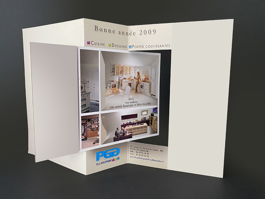 PPG2 Création de cartes de voeux papier sur-mesure accordéon et découpe